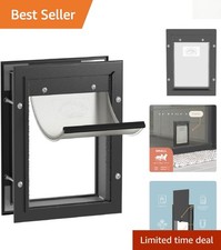 Deluxe Aluminum Pet, Cat and Dog Door with 2-Way Locking Panel for Screens, D...