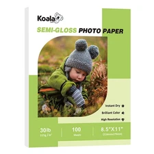 Koala Inkjet Thin Semi-Glossy Photo Paper 8.5x11 Inches 100 Sheets Compatible...