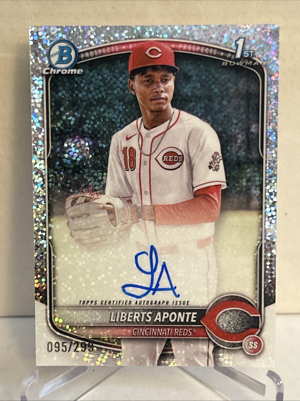 LIBERTS APONTE 2025 BOWMAN CHROME 1ST AUTOGRAPH SPECKLE AUTO /299