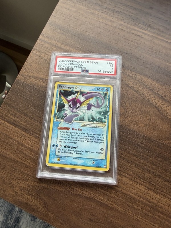2007 Pokemon EX Power Keepers Gold Star #102 Vaporeon Holo PSA 1