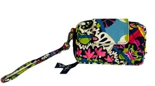 Vera Bradley RIO Wristlet Wallet Colorful Floral Zip Around Removeable Strap 6”