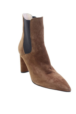 AGL Womens Leather Pointed Toe Pull On Ankle Boots Heels Bronw Size 40 10