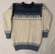 Dale Of Norway Wool Jumper Size XS Blue Gray Ivory Fair Isle Oslo Sweater Shop