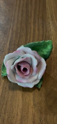 PORCELAIN PINK  ROSE FIGURINE BY HEREND HINGARY ANTIQUE