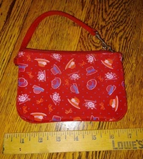 Red Hat Society Red with Woven Design Purse with Lining Zipper and Handle