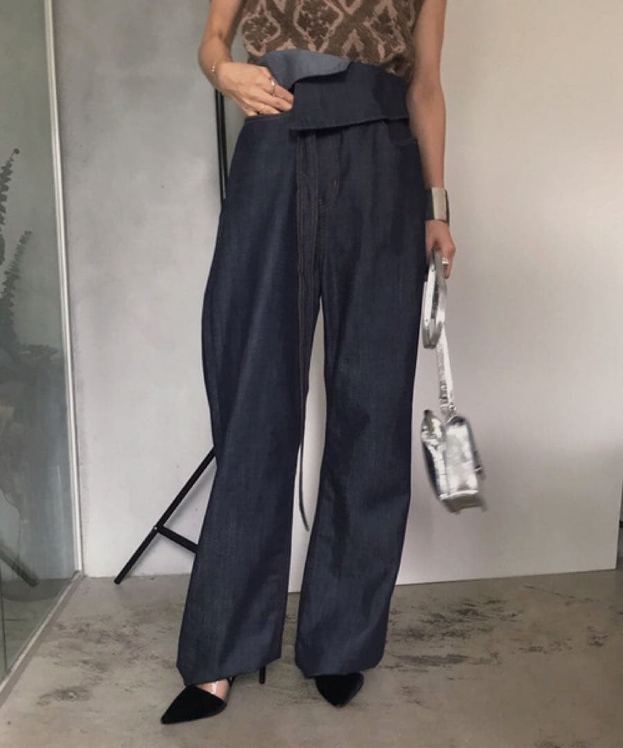 Ameri Vintage Wrap Denim Pants Straight - image 5