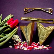 Vintage Hickok Klips do krawata ~ Złote końcówki kołnierza ~ Kołnierz pobyt