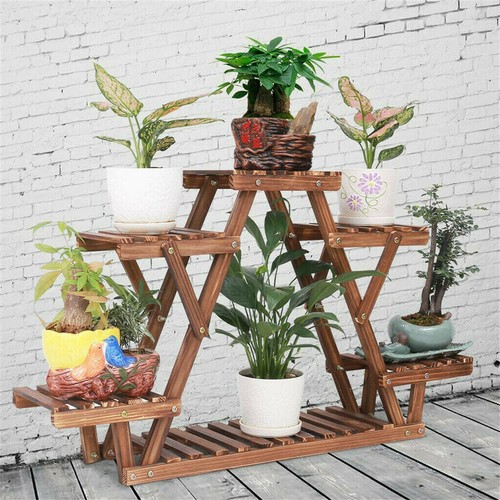 Multi Tiered Wooden/Bamboo Plant Stand Garden Patio Large Flower Exhibition Rack - Picture 9 of 63