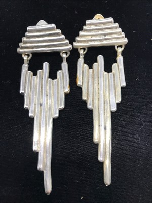 Vintage 925 Sterling Silver Electroform Signed G W Modernest Silver Clip Earring
