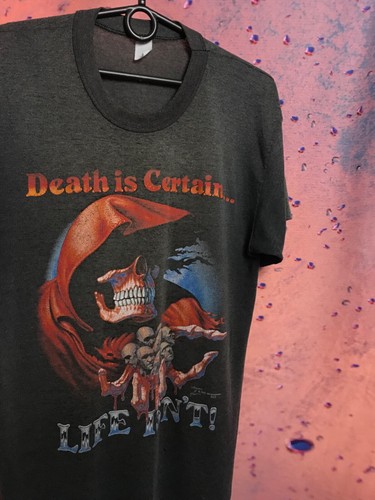 Vintage Death is Certain Life isn't grim Reaper Band Rock T-Shirt