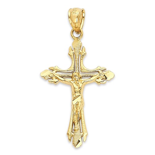 Solid Gold Cross Pendant in 10 or 14k, Crucifix Pendant Religious Jewelry