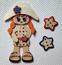 July Mini Calendar Girl Red Hair. Scrapbook, Card making Paper Piecing