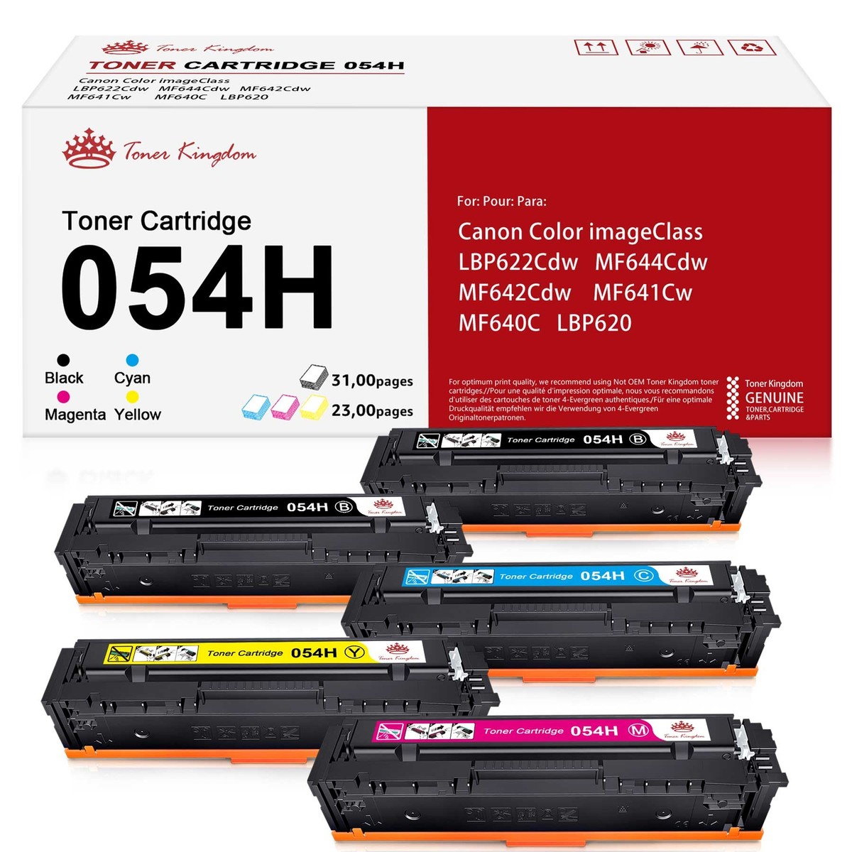 Ricambio Laser Canon Imageclass 4 Cartucce Toner 054H XL Per Stampanti Canon - Compatibili Con MF641cw, MF642cdw, LBP622cdw E Altri Set 4 Toner Canon - Foto 4