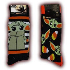 Grogu aka Baby Yoda Halloween Socks - 2 PAIRS     Size 6-12  Star Wars