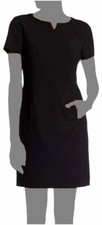 $128 Tahari Asl Women's Black Short-Sleeve Scoop-Neck Drop Waist Dress Size 2