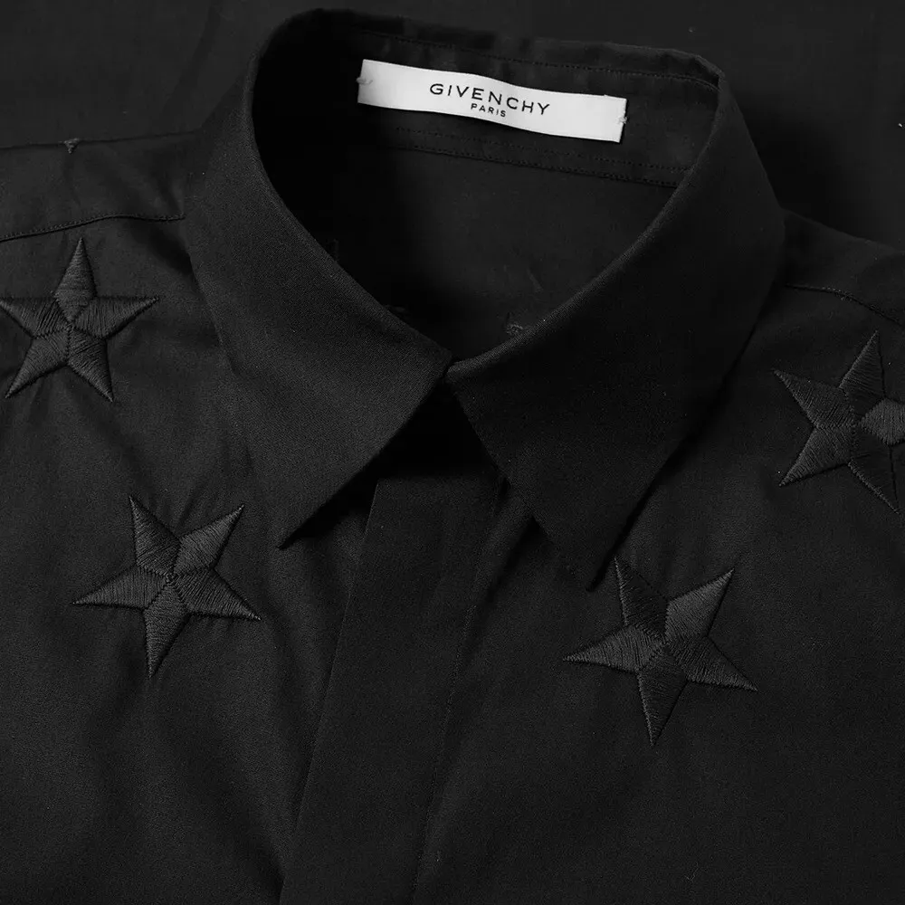 Givenchy Shirt Star-embroidered Cotton Black Shirt Contemporary Fit All  Sizes