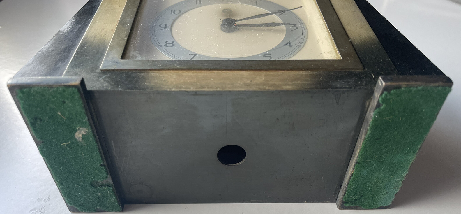 TEMCO Art Deco Electric Mantel Clock Silver Plated and black Bakelite