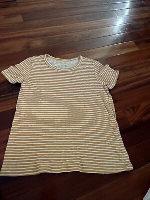 american eagle girls yellow and white striped tee size small 