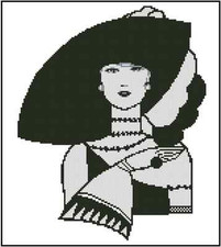 Art Deco Lady in Black and White Counted Cross Stitch CHART No. 32-116