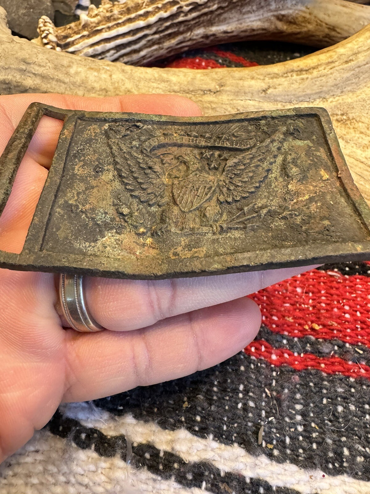 U.S. Civil War Union Officers Belt Buckle Plate Dug In Central Virginia