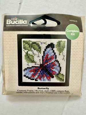 Plaid Bucilla Counted Cross Stitch Butterfly Kit Vintage Mini 2.5  No Needle