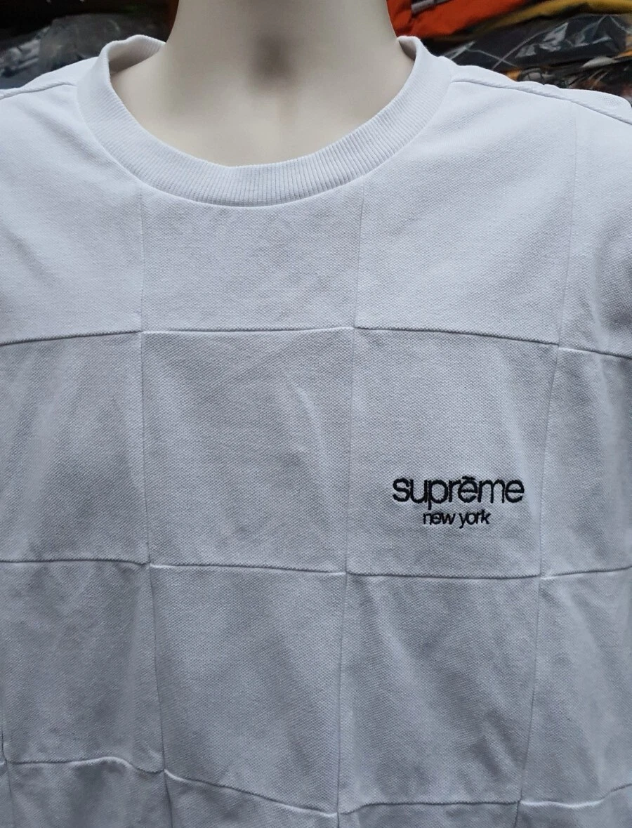 T Shirt FW18 Supreme Patchwork Pique Bianca Taglia XL