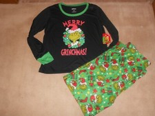 Dr. Seuss The Grinch "MERRY GRINCHMAS" 2-Piece Sleepwear Set Shirt  Pants LG
