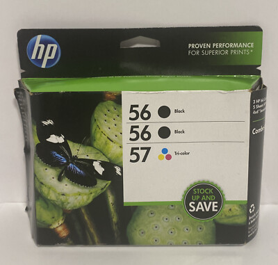 Genuine OEM HP 56 Black 57 Tri Color Ink Cartridges CD944FN