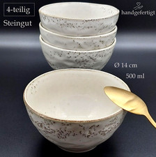 Suppenteller Set 4tlg. Steingut Handgefertigt Salat-Schale Ø 14 cm Schüssel Set
