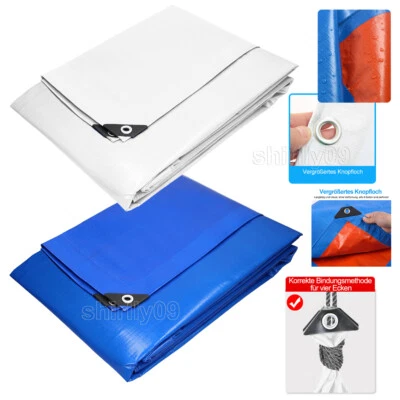 MARKENLOS Abdeckplane mit Ösen Gewebeplane 260 g/m² Schutzplane Bootsplane Bodenplane