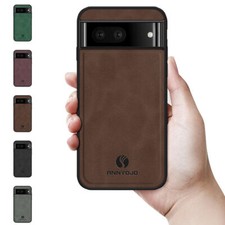 For Google Pixel 7 6 7a 6a 7/6 Pro Shockproof Plain Leather Gray Phone Case