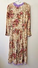 Vintage Phoebe Floral Prairie Dress Purple Lace Trim Victorian Cottagecore S/M