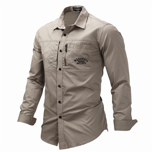 Mens Army Shirt Long Sleeve Military 