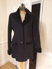 Evie Clothing Faux Suede Coat Faux Fur Lining, Collar, Pocket, Sleeve Trim 10/12