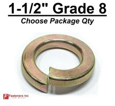 1-1/2" Grade 8 Hardened Yellow Zinc Plated Steel Split Lock Washers