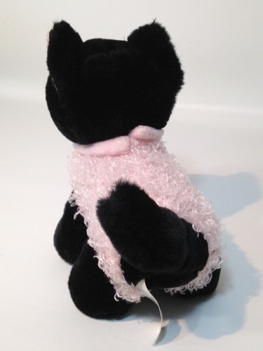 Animal Alley Black Cat Soft Plush Green Eyes Pink Curly Vest 2000 Toys R Us 6" - Picture 6 of 12