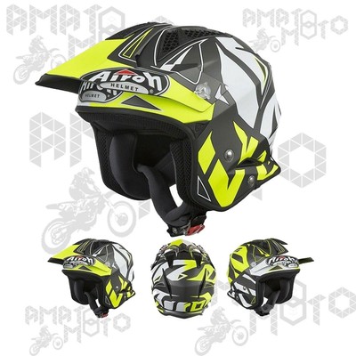 CASCO AIROH FIBRA MOTO URBAN TRIAL CROSS JET SCOOTER TRR S CONVERT GIALLO |  eBay
