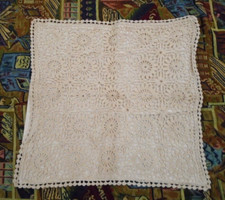Chin Hand Crochet 25-Flower Design Cotton Cushion Cover new/old stock 