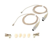 2 x Beige Lavalier Lapel Microphones w/ 4 pin mini XLR TA4F for Shure wireless