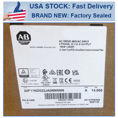 ALLEN BRADLEY 20F11ND022JA0NNNNN PowerFlex Air Cooled 753 AC Drive FREE SHIP