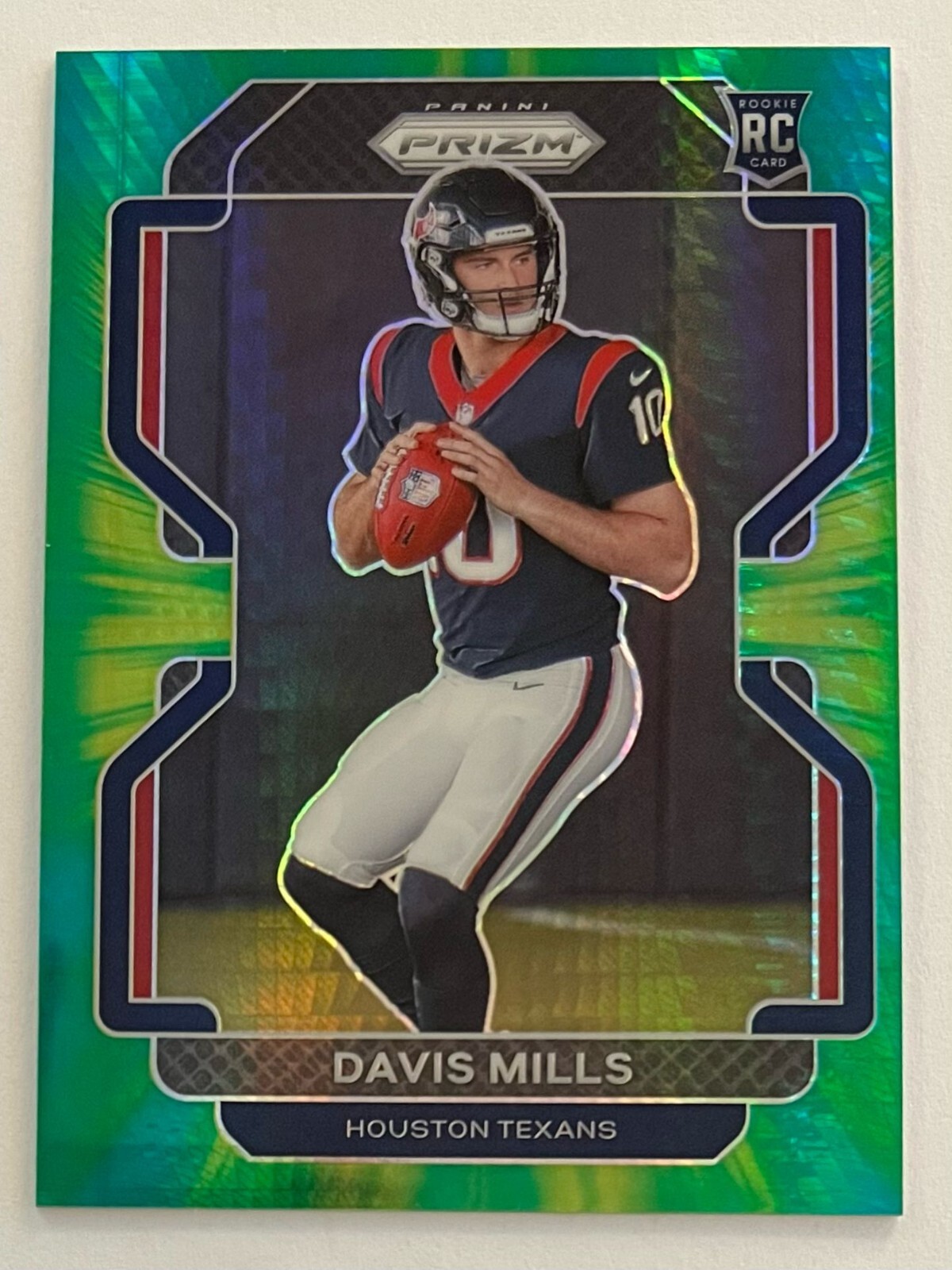 Davis Mills RC Green Yellow Hyper #d /175 2021 Panini Prizm Football Rookie #352