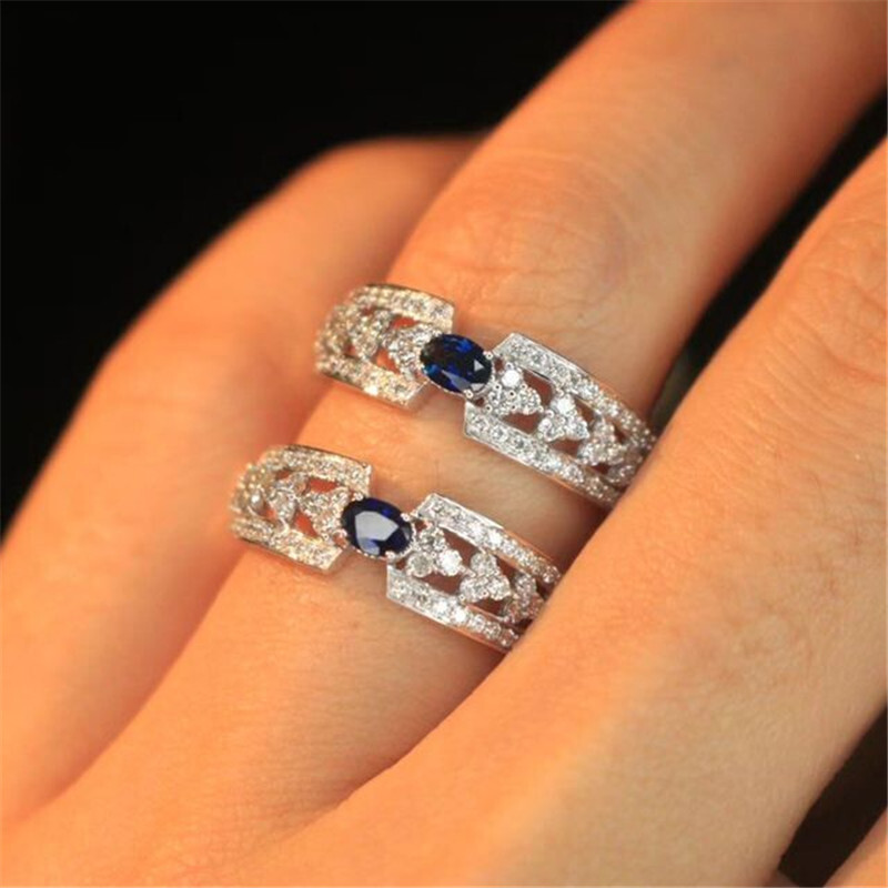 Charm 925 Silver Filled Rings Cubic Zirconia Women Engagement Jewelry