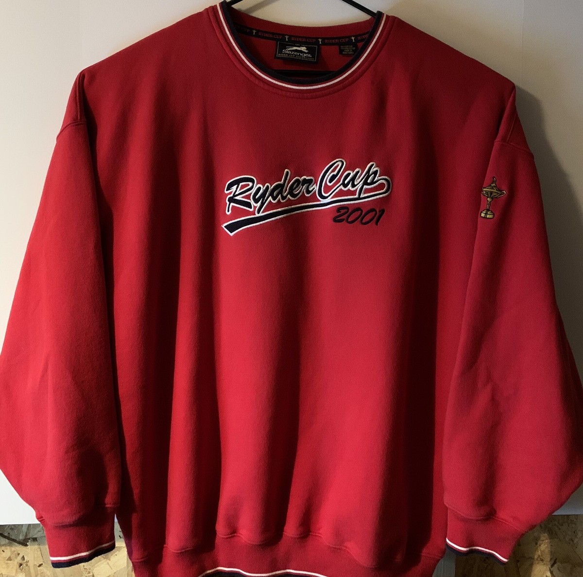 Slazenger Ryder Cup 2001 Long Sleeve Sweatshirt Vintage Red Size 2XL