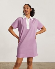 Everlane Medium The Organic Cotton Polo Mini Shirt Dress Purple Short Sleeve NWT