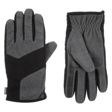 Isotoner Men's Fleece Gloves with Pieced Back Charcoal Heather Large NEW
