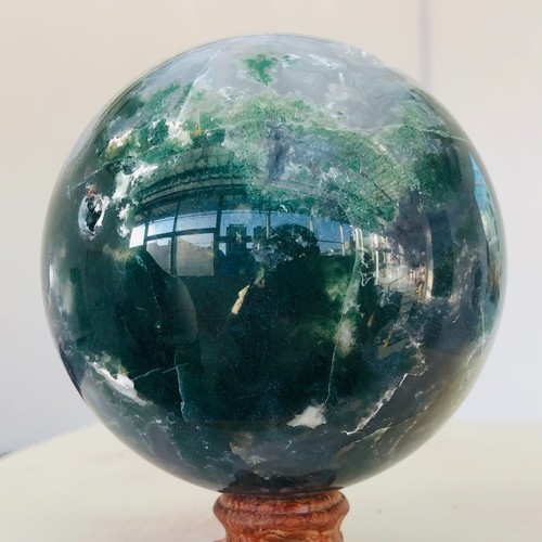 1268g Natural Moss Agate Quartz crystal Sphere Mineral specimen Healing AH18 - Picture 7 of 14