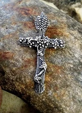 James Avery Harvest Cross Pendant  Wheat/Grapes Sterling Silver w/JA Box!