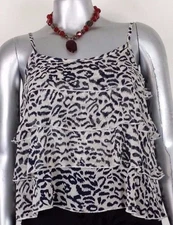 Woman MIND CODE TIERED TOP BLOUSE CAMI Size L Flare Animal Print Spaghetti strap