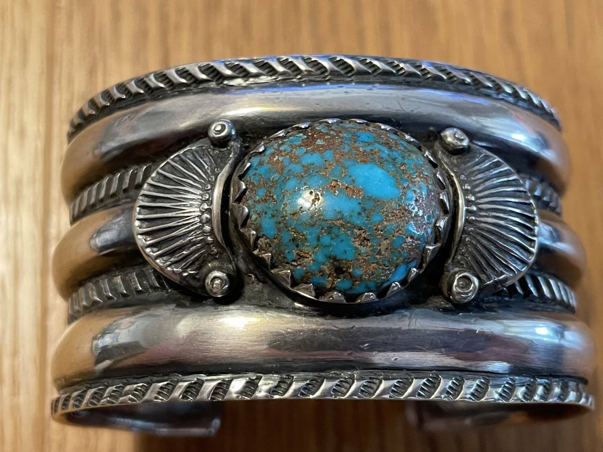 Ernie Lister Navajo Ingod Silver 900 Candela Rear Turquoise Bangle  