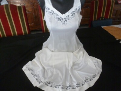 Combinaison & Fond De Robe Vintage Dentelle – Femme Taille 46, Blanc, Neuf